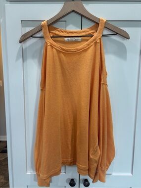 We The Free Orange Cold-Shoulder Sweatshirt